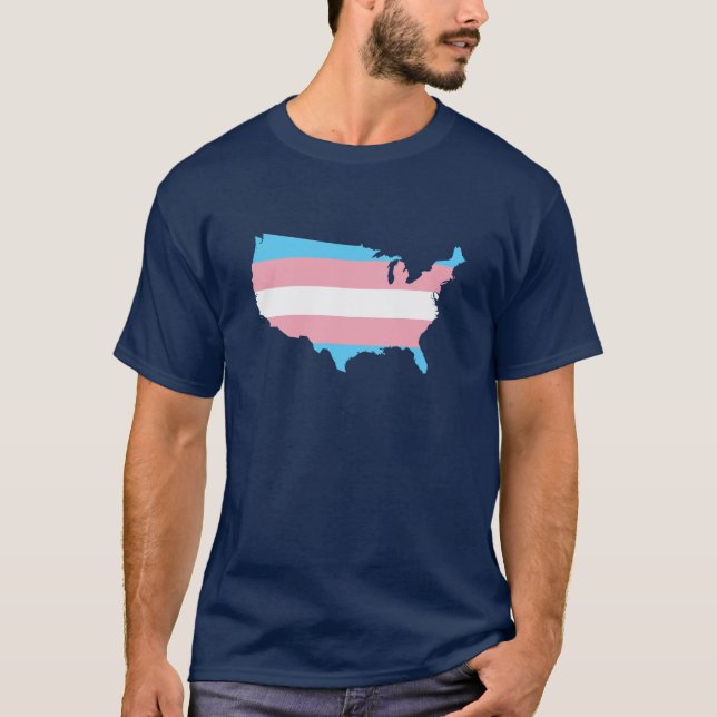 Camiseta American transgender pride map T-Shirt (Frente)