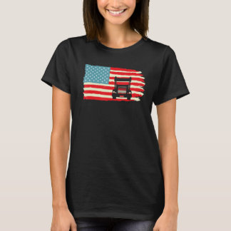 Camiseta American Truck Driver Patriotic US Flag Semi Trail