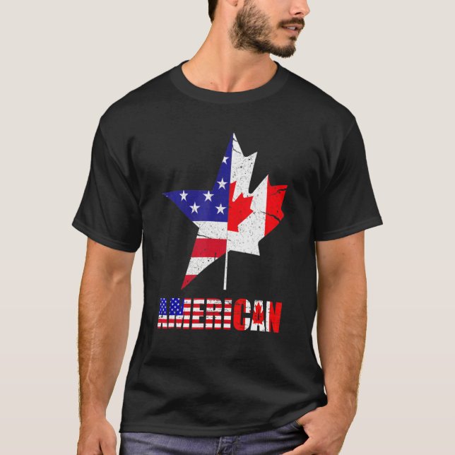Camiseta American Uh Bandeira Americana Bandeira Canadense  (Frente)