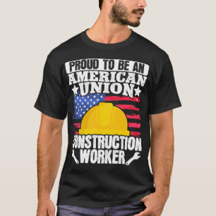Camiseta American Union Construction Worker EUA Flag 4º