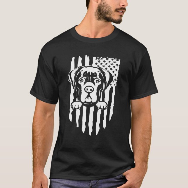 Camiseta American US Flag Cane Corso Dog Italian Mastiff (Frente)