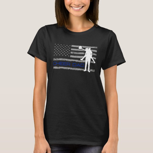 Camiseta American US Flag Cheer Dad 4th of July Father's Da (Frente)