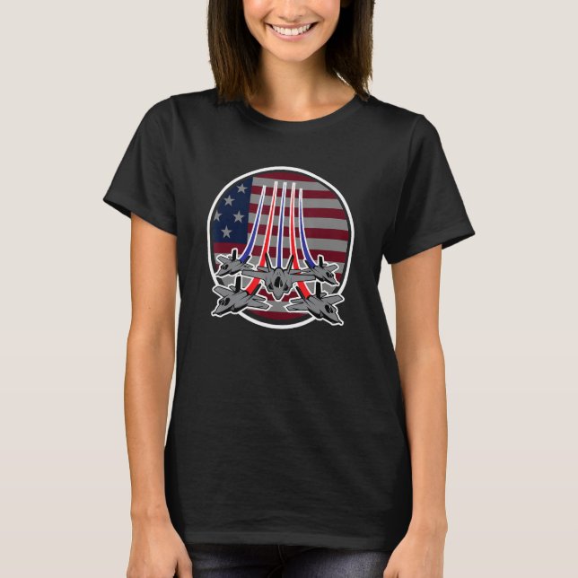 Camiseta American US Flag Fighter Aircraft Pilot Airplane (Frente)