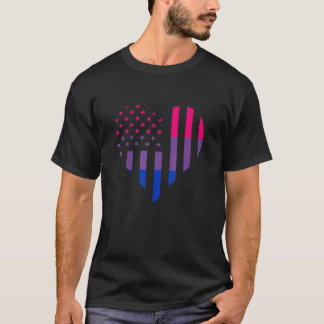 Camiseta American USA Bisexual Flag Bisexuality Heart Bisex