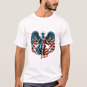 Camiseta American USA Flag Angel Man Patriotic Art
