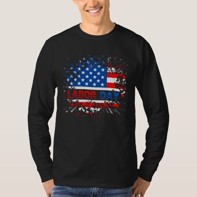 Camiseta American USA Flag  Men Women Labor Day Working Wor (Frente)