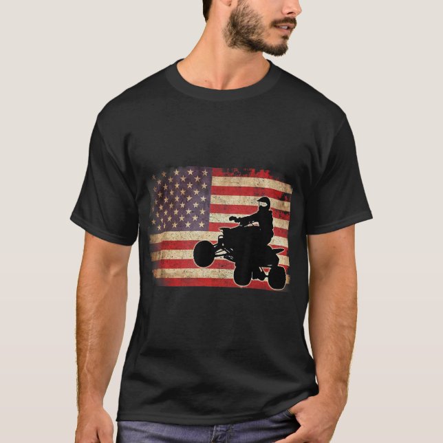 Camiseta American USA Flag Quad Bike Four Wheeler Gift (Frente)