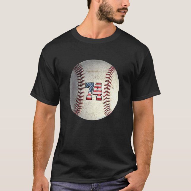 Camiseta American USA Flag With Retro 74 Baseball Number 74 (Frente)