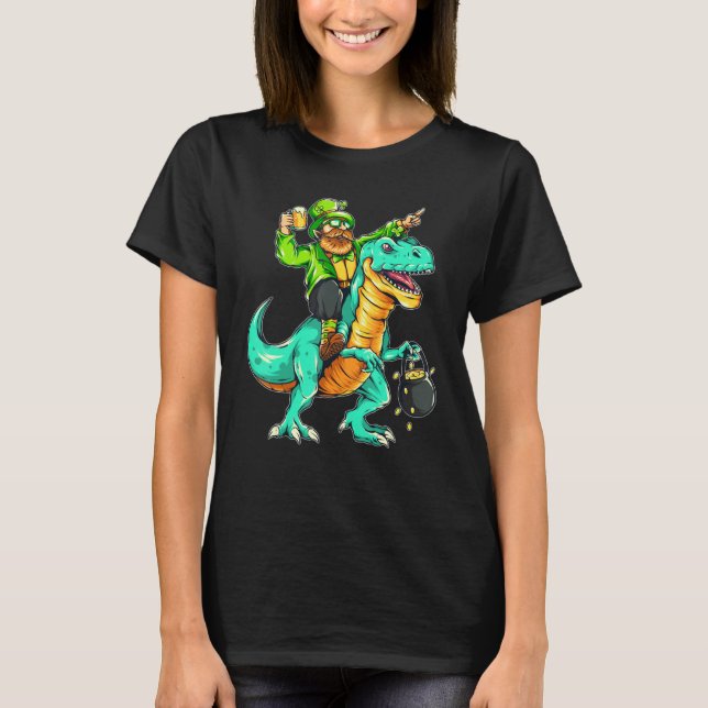 Camiseta American USA Irish Flag St Patricks Day And T-Rex (Frente)