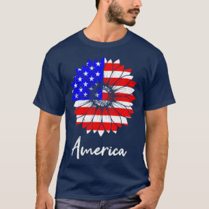 Camiseta American USA Sun Flower Gift
