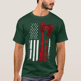 Camiseta American Viking Ax Flag Til Valhalla Norse Mythol