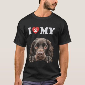 Camiseta American Water Spaniel I Heart My Dog Engraçado Do