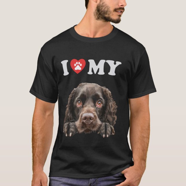 Camiseta American Water Spaniel I Heart My Dog Engraçado Do (Frente)