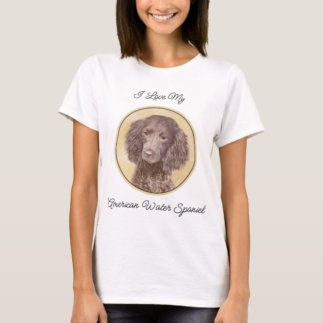 Camiseta American Water Spaniel Painting - Arte Original de (Frente)