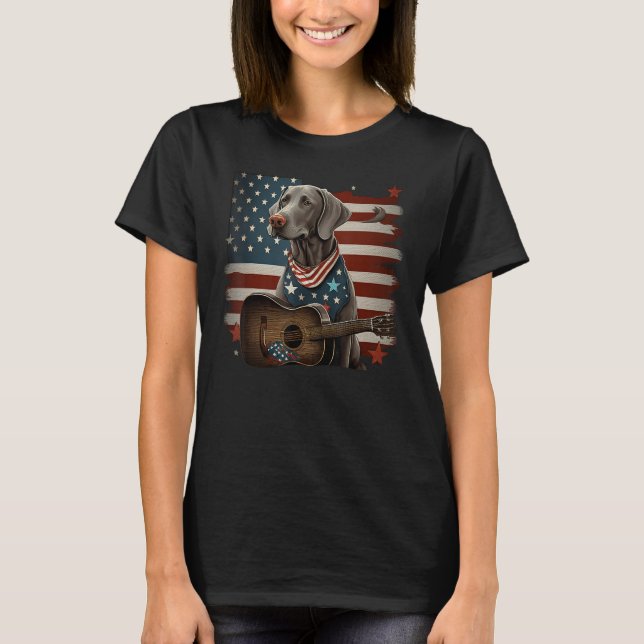 Camiseta American Weimaraner Guitar USA County Music (Frente)