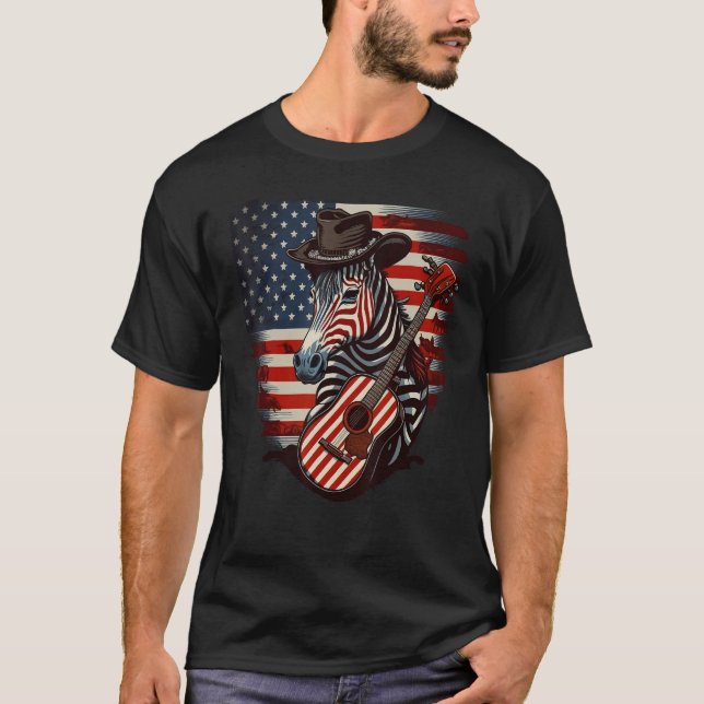 Camiseta American Zebra Guitar USA County Music (Frente)
