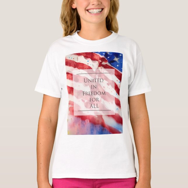 Camiseta Americana aquarela, bandeira americana livre para  (Frente)