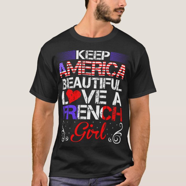 Camiseta Americana Bonita Bonita Garota Francesa Presente (Frente)