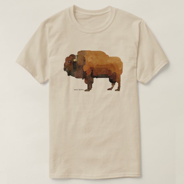 Camiseta Americana Buffalo (Bison) Watercolor (Frente do Design)