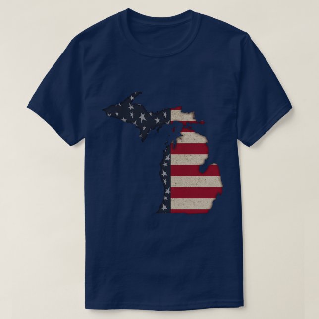 Camiseta Americana Grunge Michigan | Imagem frontal e trase (Frente do Design)