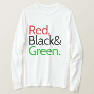 Camiseta americana vermelha, negra e verde-african