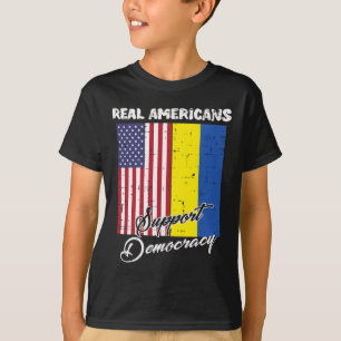Camiseta Americanes Verdadeiros Apoiam a Democracia Bandeir