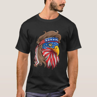 Camiseta Americano Bald Eagle Mullet Funny Patriótico 4º