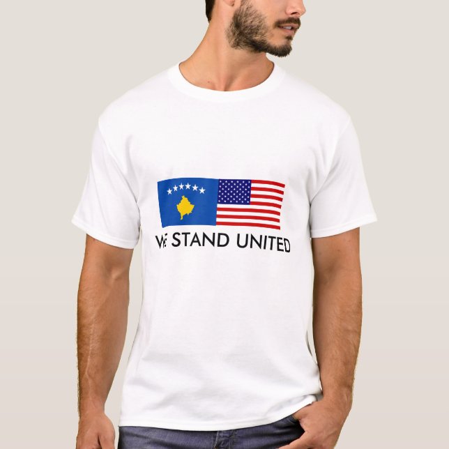 Camiseta americano-bandeira, Flag_of_Kosovo, NÓS ESTAMOS (Frente)