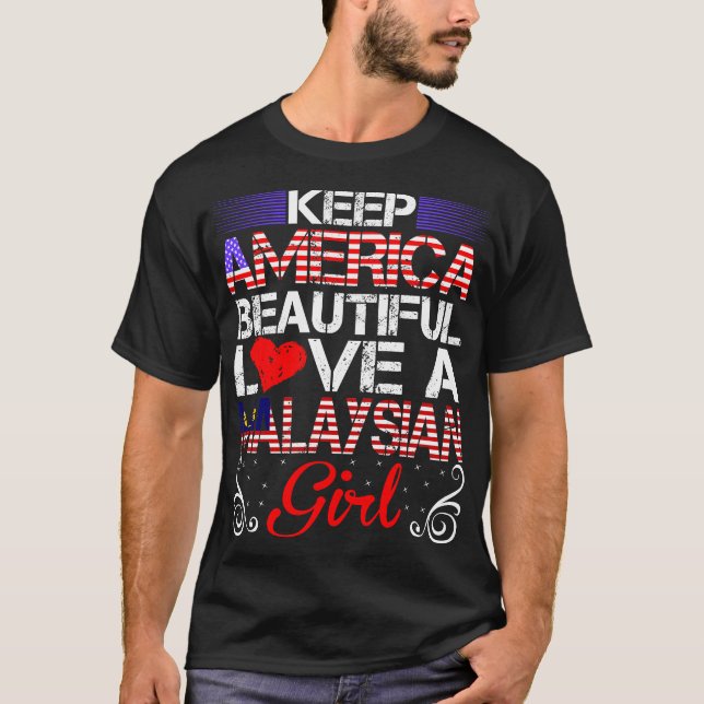 Camiseta Americano Bonito Amor Menina Malaia Presente (Frente)