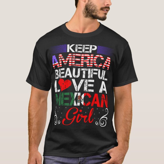 Camiseta Americano Bonito Amor Rapariga Mexicana Presente (Frente)