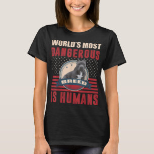 Camiseta Americano Bully Pitbull Humanos Raça Perigosa T-Sh