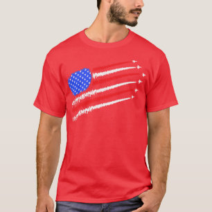 Camiseta Americano com jatos de caça para o dia da independ