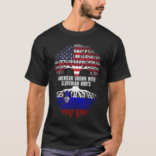 Camiseta Americano cresceu com a bandeira eslovena Roots US