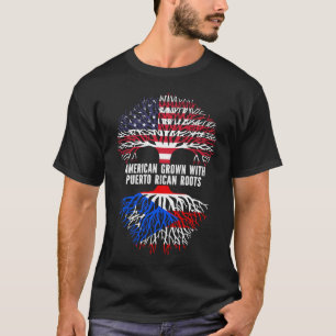 Camiseta Americano cresceu com a bandeira porto-riquenha do