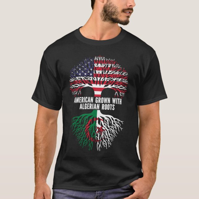 Camiseta Americano cresceu com as Raízes Argelinas e Bandei (Frente)
