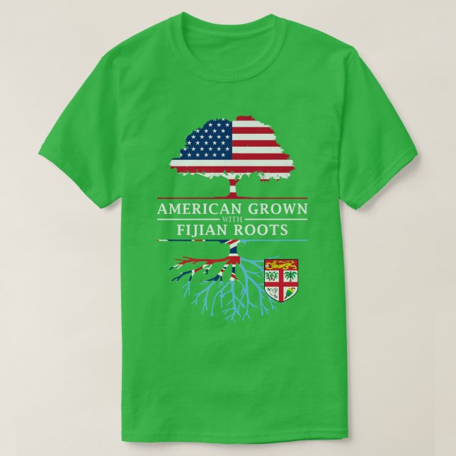 Camiseta Americano cresceu com as Raízes Fijian  (Frente do Design)