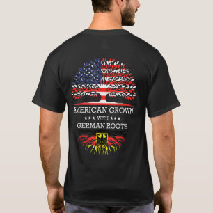 Camiseta Americano Cresceu Com Bandeira Alemã De Raízes Usa