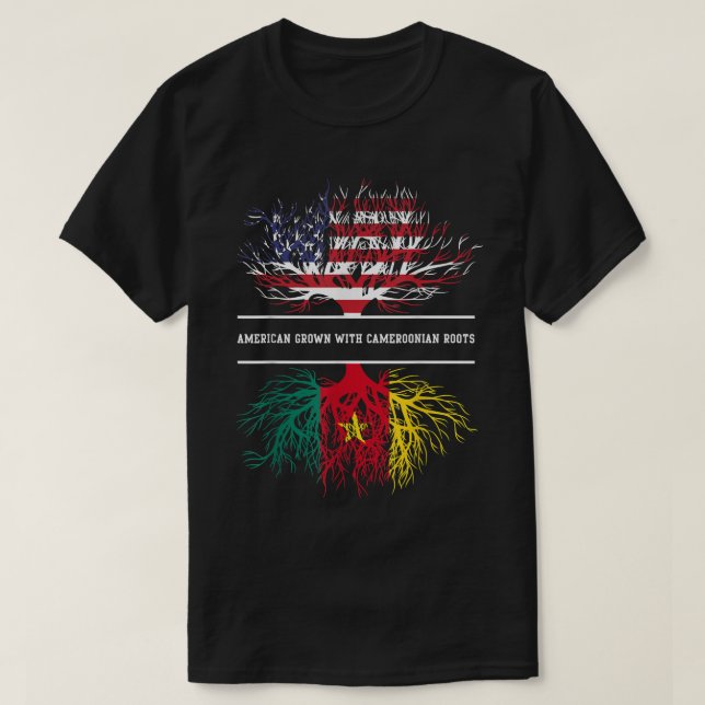 Camiseta Americano cresceu com bandeira de Raízes Camarones (Frente do Design)