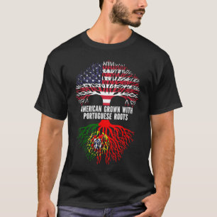 Camiseta Americano cresceu com bandeira portuguesa roots US