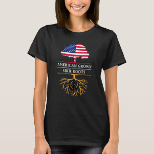 Camiseta Americano Cresceu com Orgulho Sikh Roots Sikhism