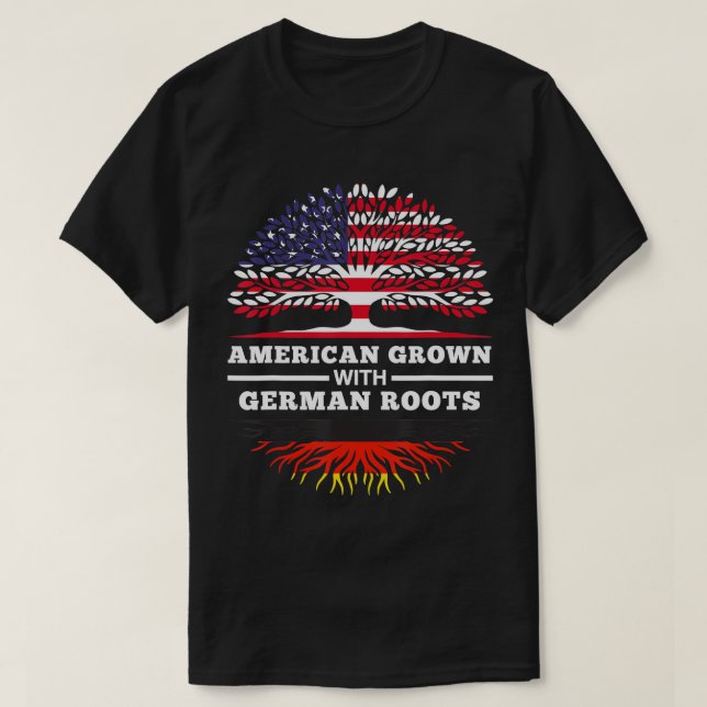 Camiseta Americano Cresceu com Patrimônio Familiar Alemão d (Frente do Design)