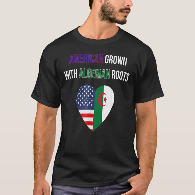 Camiseta Americano cresceu com raízes argelinas (Frente)