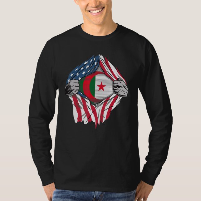 Camiseta Americano Cresceu com Raízes Argelinas 1 (Frente)