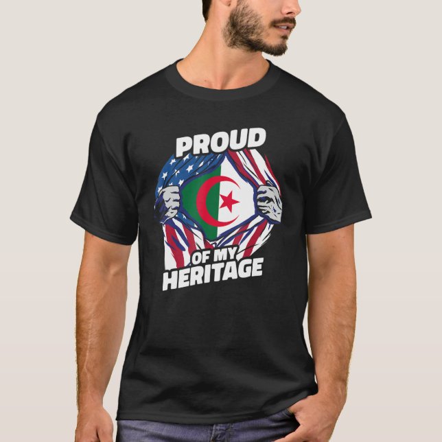 Camiseta Americano Cresceu Com Raízes Argelinas Orgulhosas  (Frente)