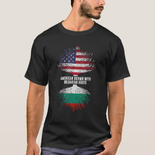 Camiseta Americano Cresceu Com Raízes Búlgaras Usa Flag Bul