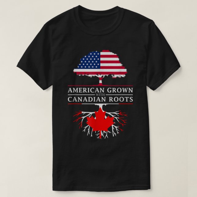 Camiseta Americano cresceu com Raízes Canadianas no Canadá (Frente do Design)