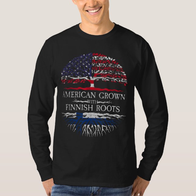 Camiseta Americano cresceu com raízes finlandesas na Finlân (Frente)