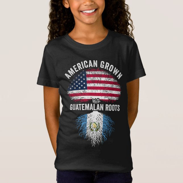 Camiseta Americano cresceu com raízes guatemaltecas nos EUA (Frente)