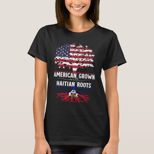 Camiseta Americano cresceu com raízes haitianas (Frente)