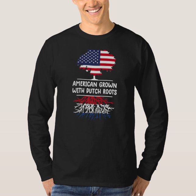 Camiseta Americano cresceu com Raízes Holandesas Holla (Frente)